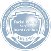 Certification seal for facial plastic surgeons.